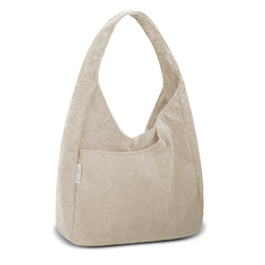 Entchin Women Corduroy Tote Bag Magnetic Button 4 Pockets Premium Casual Tote's Handbag Big Capacity Shoulder Bag