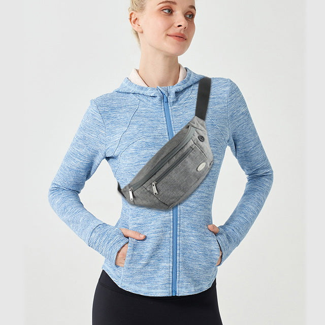 Entchin Medium Grey Fanny Pack Crossbody bag for women and men