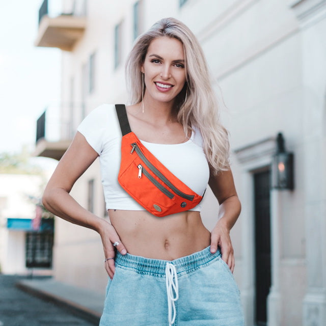 Entchin Orange fanny packs for women