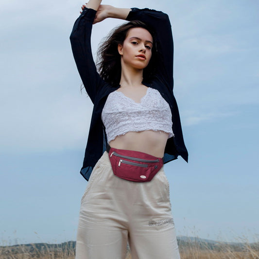 Entchin Burgundy fanny packs for women