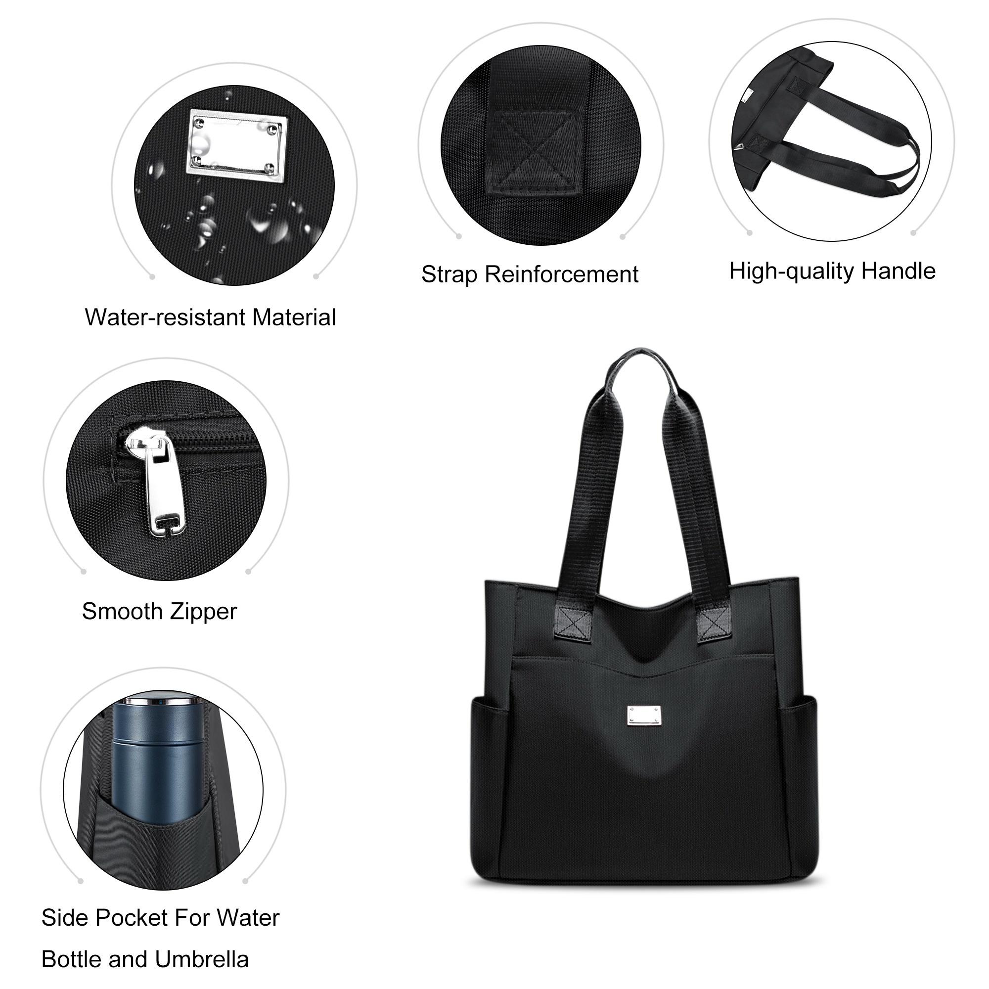 Entchin Women Corduroy / Nylon Tote Bag Magnetic Button 4 Pockets Premium Casual Tote's Handbag Big Capacity Shoulder Bag