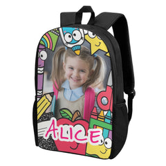 Entchin Custom Kids Black Chain Backpack Personalize Photo/Name