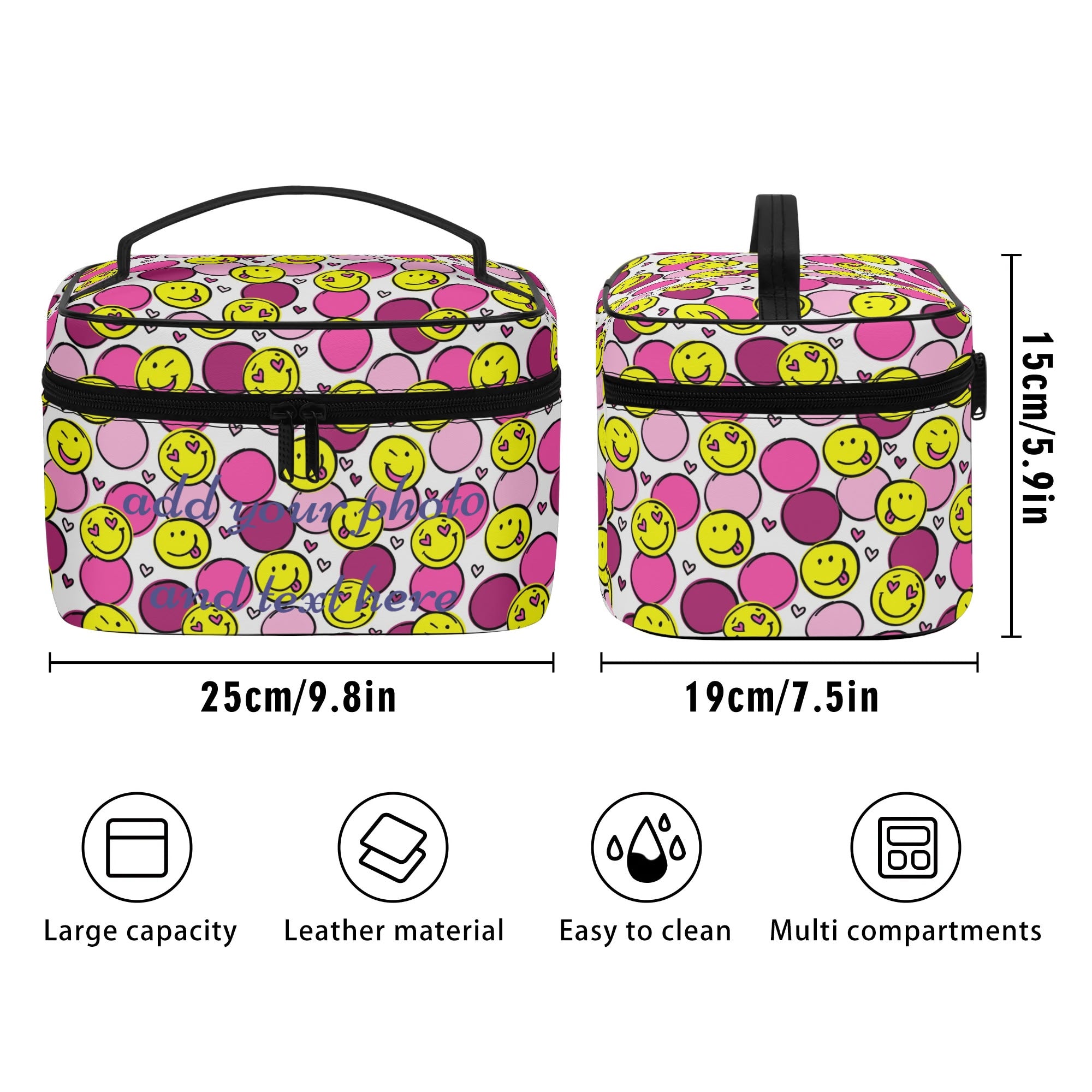 Entchin All Over Printing Vegan Leather Cosmetic Bag Custom Makeup Bag