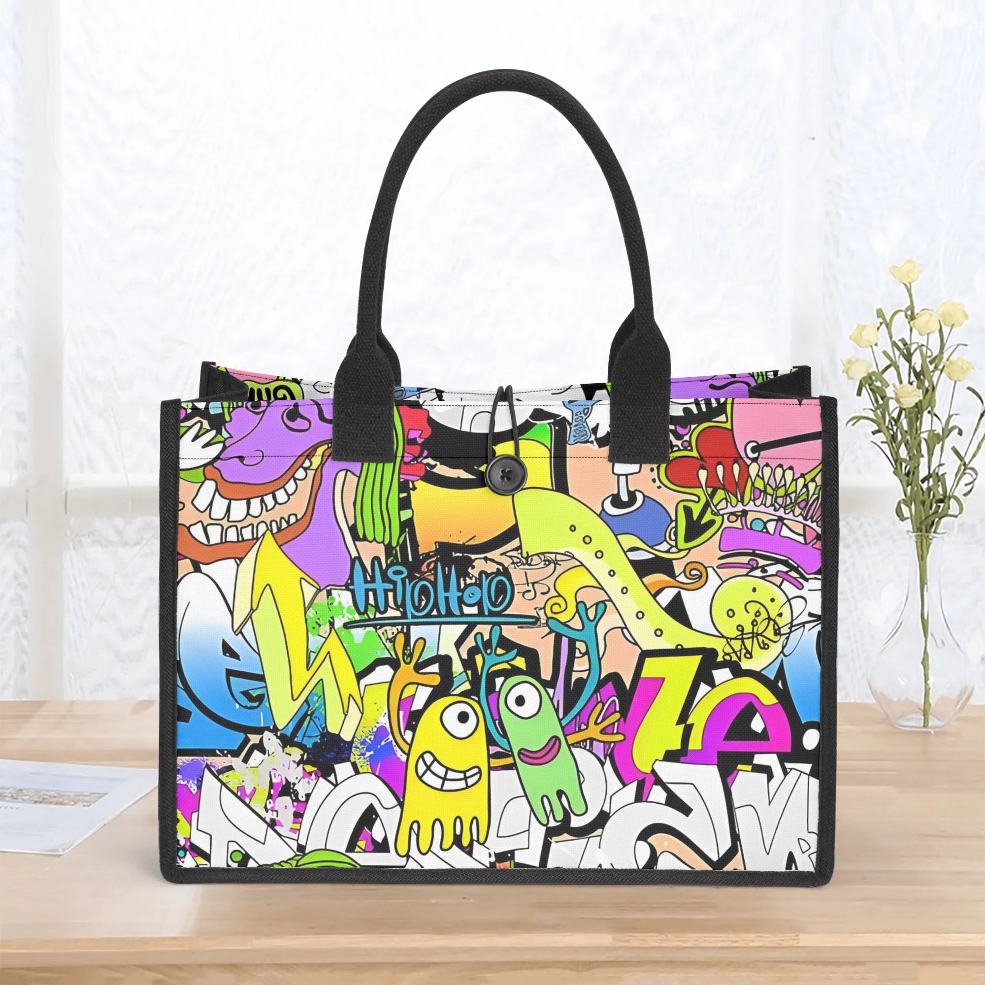 Entchin Custom Double Side Print Canvas Tote Bag Fashion Shopping Bag