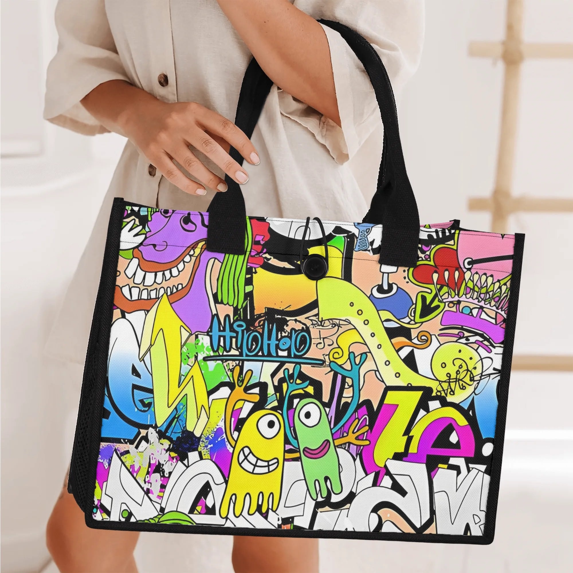 Entchin Custom Double Side Print Canvas Tote Bag Fashion Shopping Bag