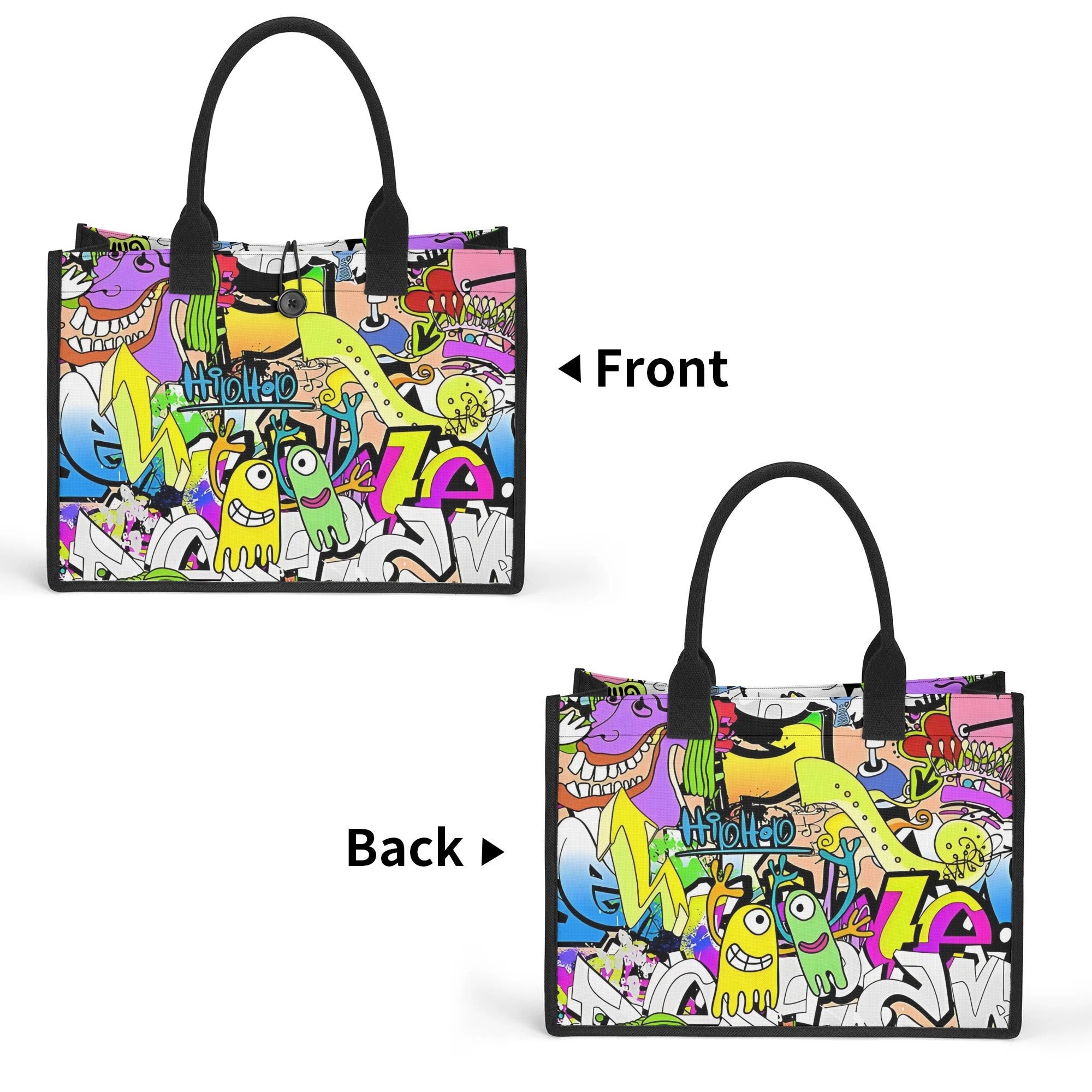 Entchin Custom Double Side Print Canvas Tote Bag Fashion Shopping Bag