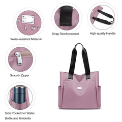 Entchin Women Nylon Tote Bag 5 Pockets Premium Casual Tote's Shoulder Handbag Big Capacity