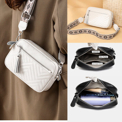 Entchin Women's Genuine Leather Top Grain Leather Crossbody Shoulder Bag with Detachable Strap