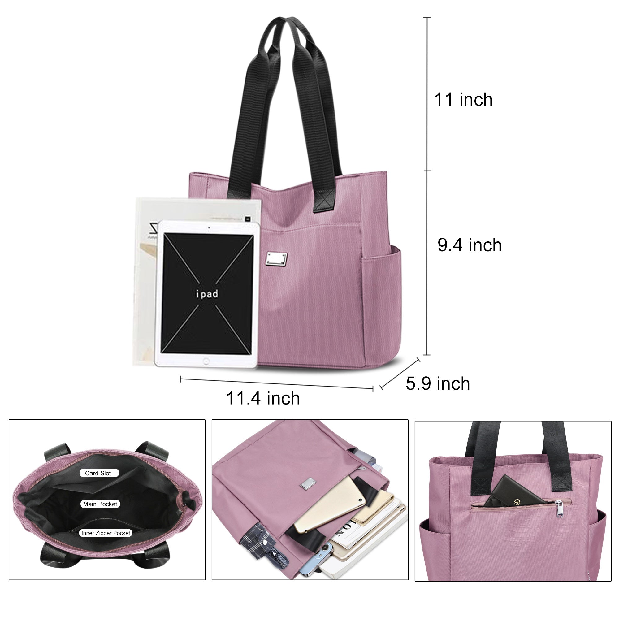 Entchin Women Nylon Tote Bag 5 Pockets Premium Casual Tote's Shoulder Handbag Big Capacity