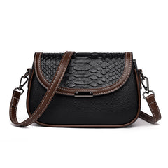 Entchin Genuine Leather Crocodile Pattern Women's Shoulder Bag - Stylish, Detachable Crossbody Strap, Multiple Compartments