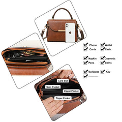 Entchin Soft Vegan Leather Handbag Retro Crossbody Bag Stylish Shoulder Bag and Purse