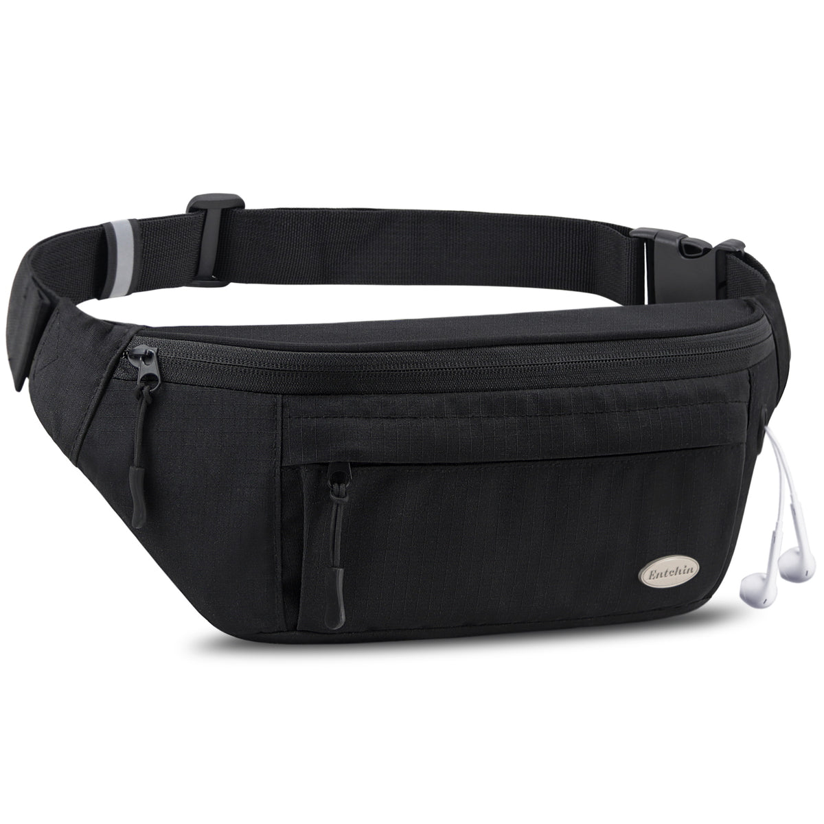 Entchin Large fanny pack for men women with 4-Zipper Pockets, premium Waist Pack Crossbody Bum Bags for Hiking, Running, Travel, Cycling and Casual