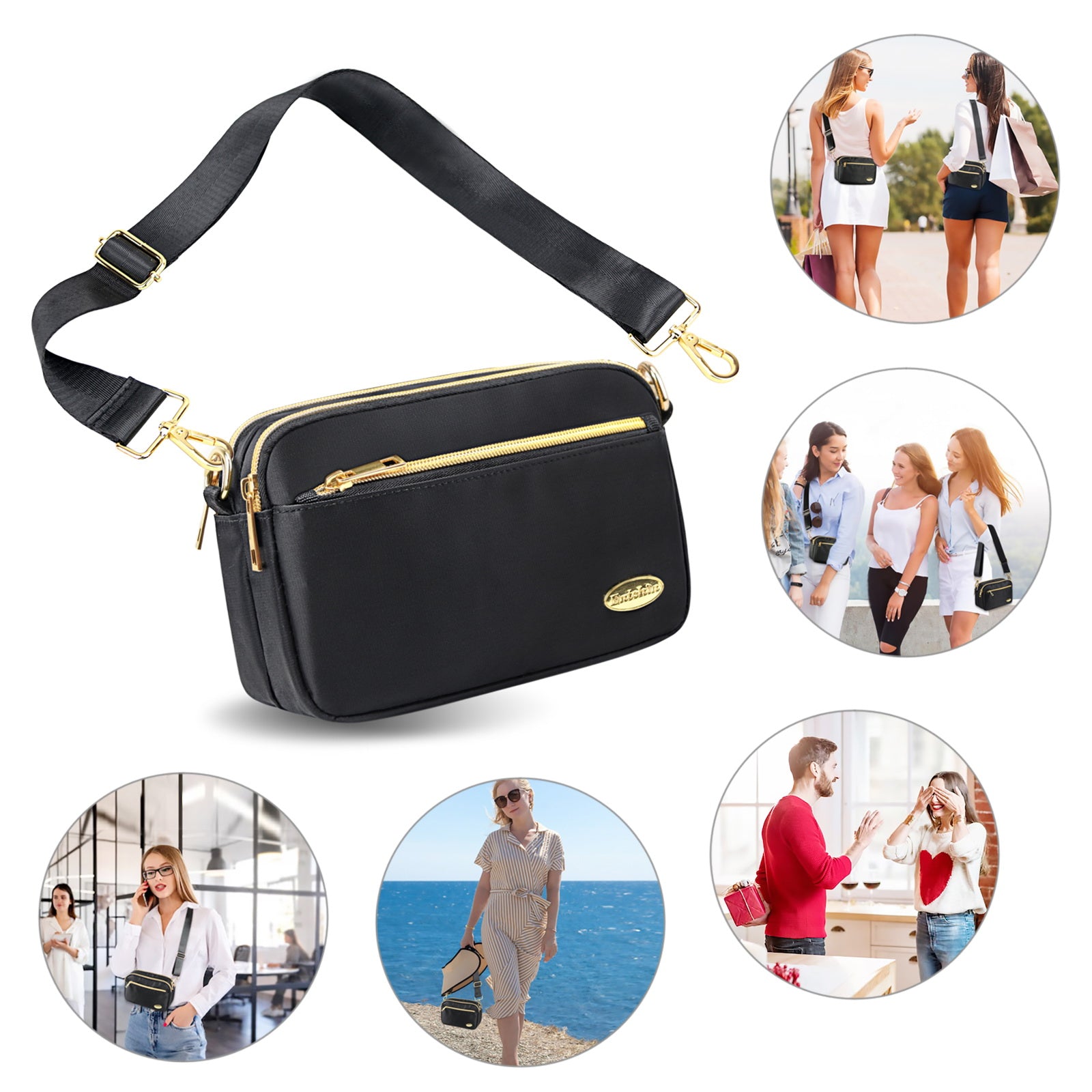 Entchin Fanny Packs for Women Men, Fashion Waist Pack Belt Bags with 4 zipper Pockets, Bum Bag Walking Shopping Travel Cycling