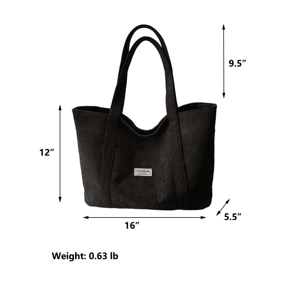 Entchin Corduroy Tote Bag for Women Large Hobo Bag Casual Shoulder Handbag for Daily College Shopping Working