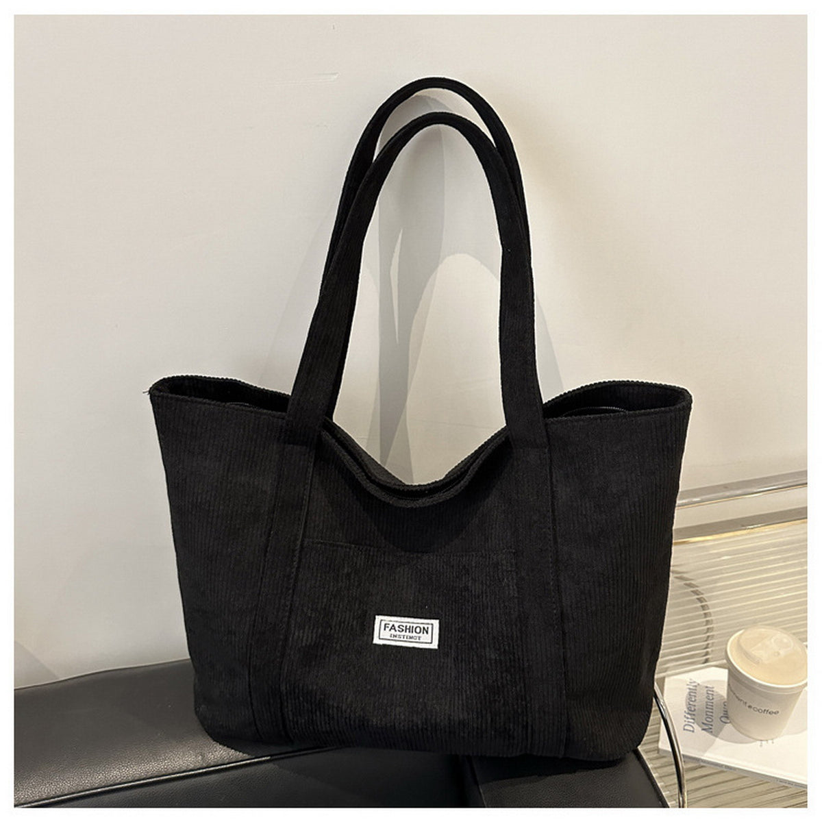 Entchin Corduroy Tote Bag for Women Large Hobo Bag Casual Shoulder Handbag for Daily College Shopping Working