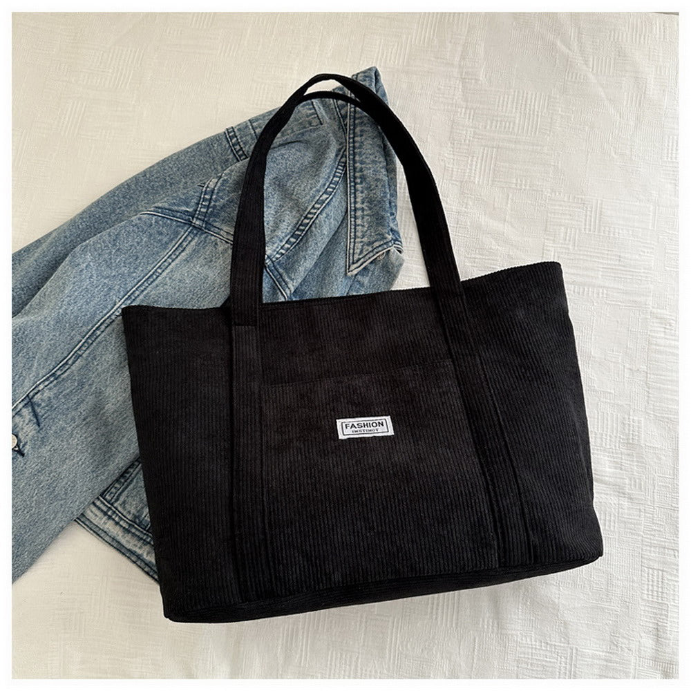 Entchin Corduroy Tote Bag for Women Large Hobo Bag Casual Shoulder Handbag for Daily College Shopping Working