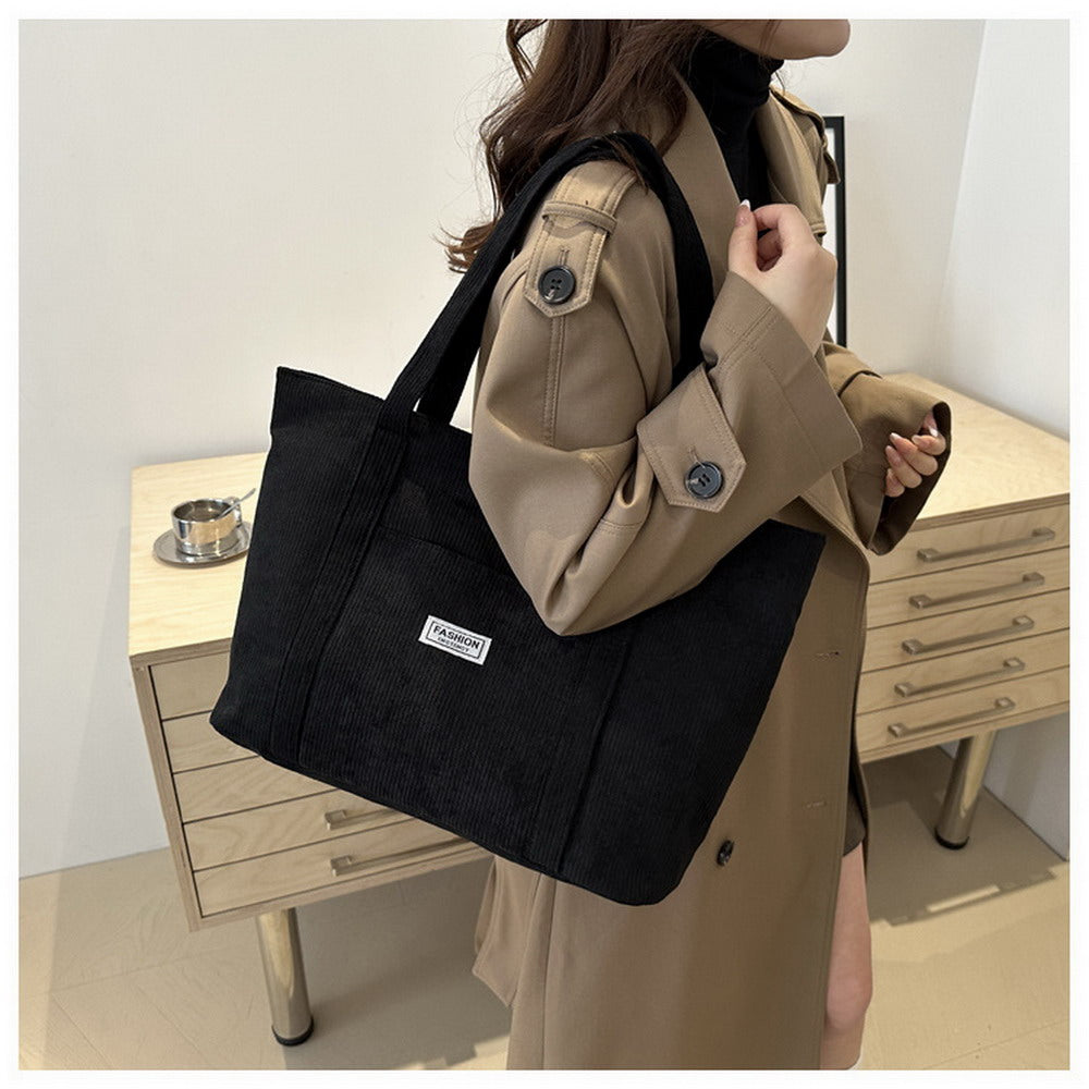 Entchin Corduroy Tote Bag for Women Large Hobo Bag Casual Shoulder Handbag for Daily College Shopping Working
