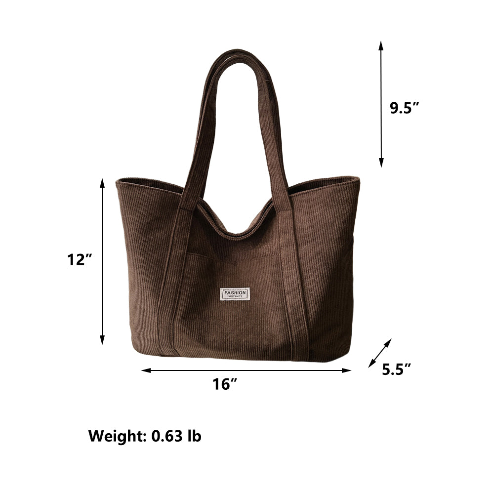 Entchin Corduroy Tote Bag for Women Large Hobo Bag Casual Shoulder Handbag for Daily College Shopping Working