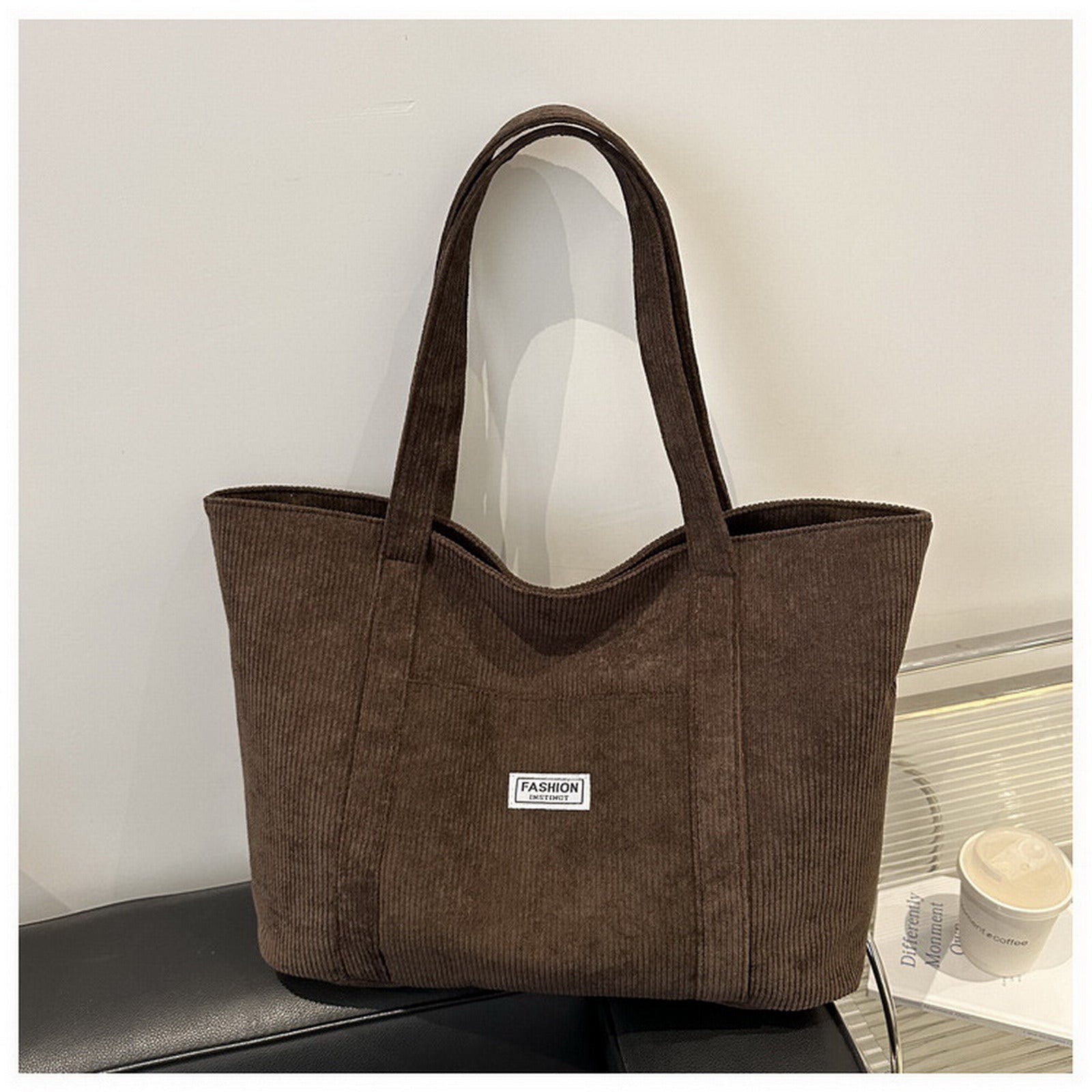 Entchin Corduroy Tote Bag for Women Large Hobo Bag Casual Shoulder Handbag for Daily College Shopping Working