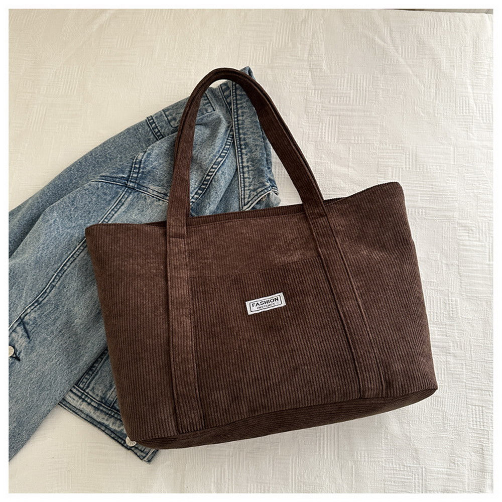 Entchin Corduroy Tote Bag for Women Large Hobo Bag Casual Shoulder Handbag for Daily College Shopping Working