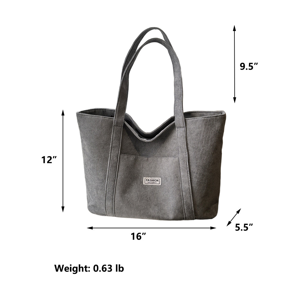 Entchin Corduroy Tote Bag for Women Large Hobo Bag Casual Shoulder Handbag for Daily College Shopping Working