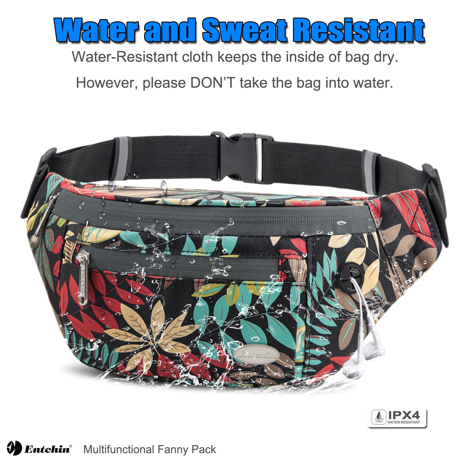 Entchin Fanny Pack for Women Men with 4-Zipper Pockets, premium fashion Waist Pack Crossbody Bum Bags