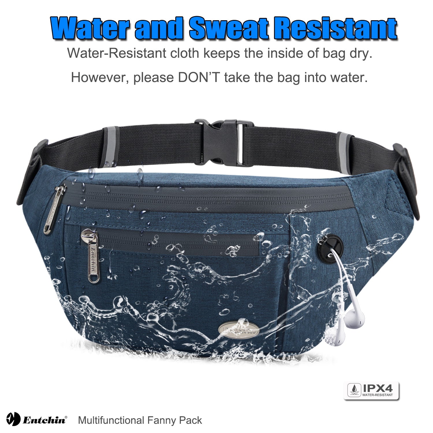 Entchin Fanny Pack for Women Men with 4-Zipper Pockets, premium fashion Waist Pack Crossbody Bum Bags