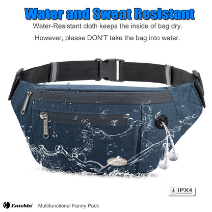 Entchin Fanny Pack for Women Men with 4-Zipper Pockets, premium fashion Waist Pack Crossbody Bum Bags