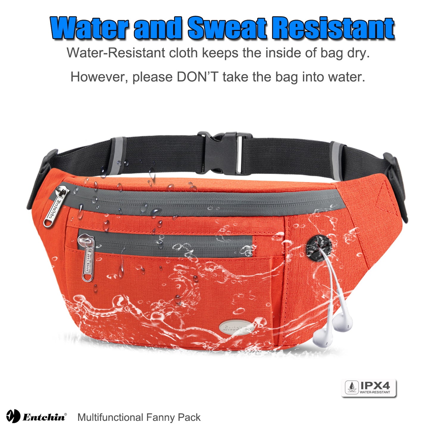 Entchin Fanny Pack for Women Men with 4-Zipper Pockets, premium fashion Waist Pack Crossbody Bum Bags