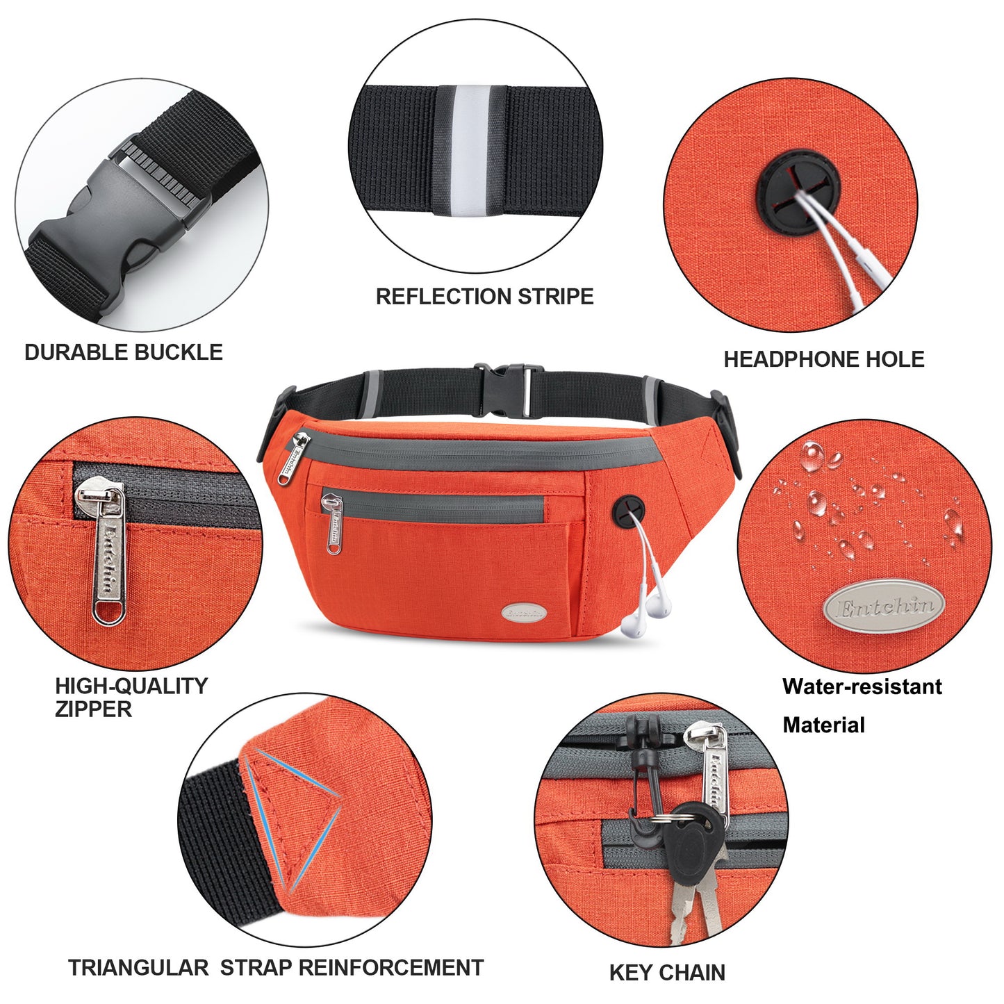 Entchin Fanny Pack for Women Men with 4-Zipper Pockets, premium fashion Waist Pack Crossbody Bum Bags