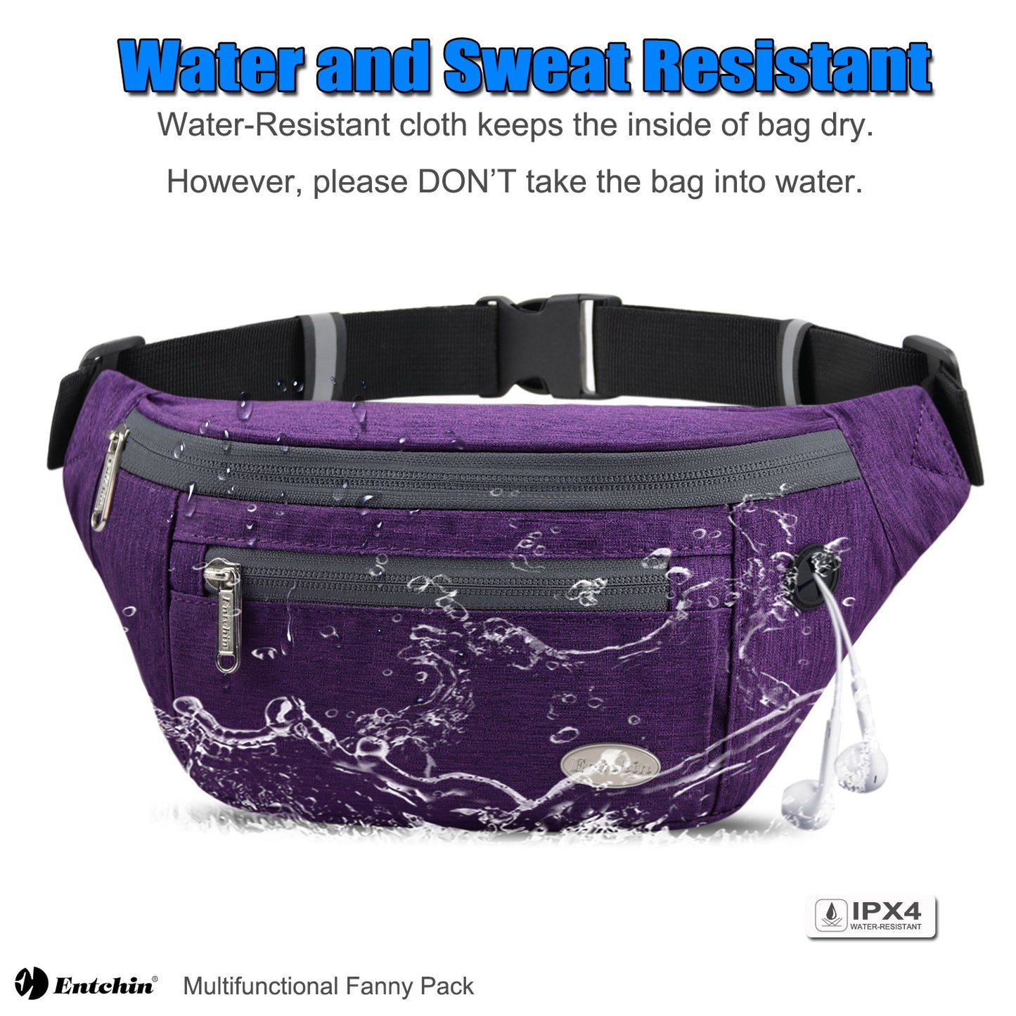 Entchin Fanny Pack for Women Men with 4-Zipper Pockets, premium fashion Waist Pack Crossbody Bum Bags