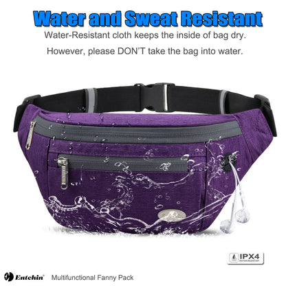 Entchin Fanny Pack for Women Men with 4-Zipper Pockets, premium fashion Waist Pack Crossbody Bum Bags