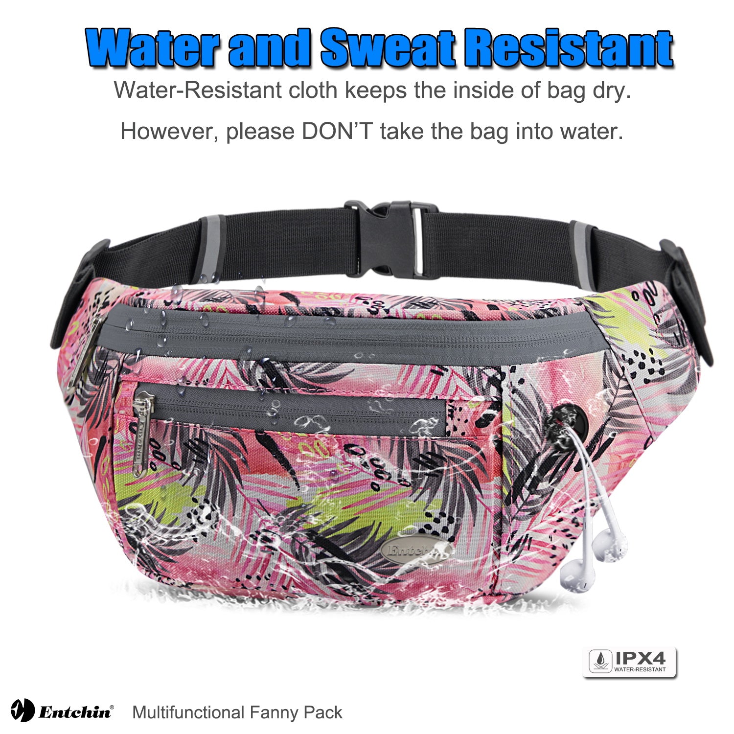 Entchin Fanny Pack for Women Men with 4-Zipper Pockets, premium fashion Waist Pack Crossbody Bum Bags