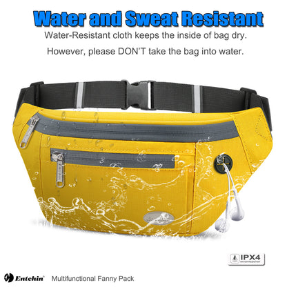 Entchin Fanny Pack for Women Men with 4-Zipper Pockets, premium fashion Waist Pack Crossbody Bum Bags