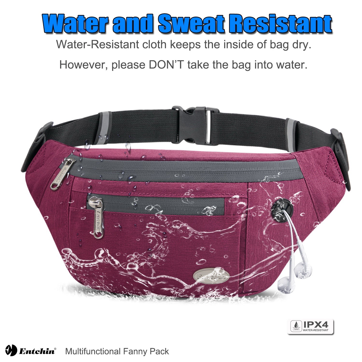 Entchin Fanny Pack for Women Men with 4-Zipper Pockets, premium fashion Waist Pack Crossbody Bum Bags