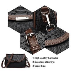 Entchin Genuine Leather Crocodile Pattern Women's Shoulder Bag - Stylish, Detachable Crossbody Strap, Multiple Compartments