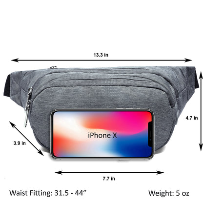 Entchin Fanny Pack for Women Men Hip Pack with Headphone Jack Lightweight Waist Bag