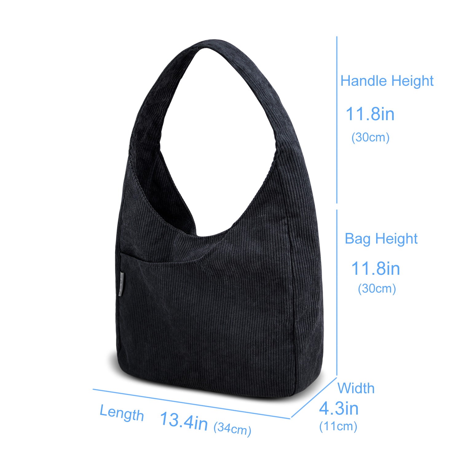 Entchin Women Corduroy / Nylon Tote Bag Magnetic Button 4 Pockets Premium Casual Tote's Handbag Big Capacity Shoulder Bag